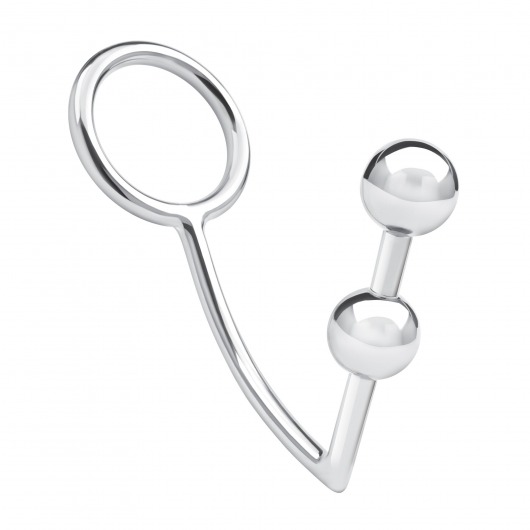 Кольцо на пенис с анальным стимулятором Two Bead Stainless Steel Anal Hook   Cock Ring - BlueLine - в Казани купить с доставкой