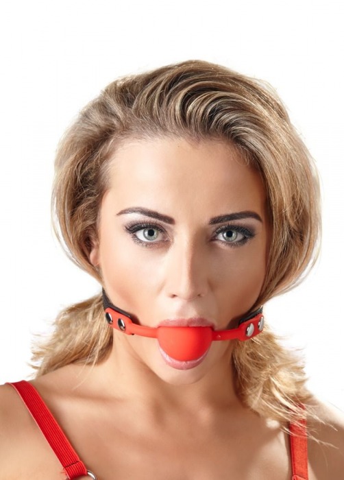 Силиконовый кляп-шар на чёрных ремешках Red Gag silicone - Orion - купить с доставкой в Казани