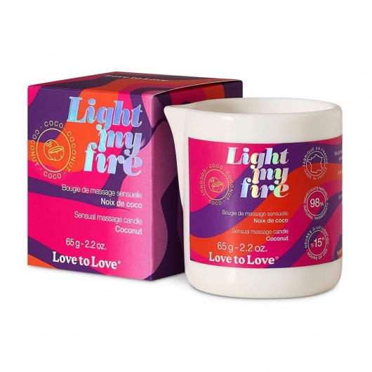 Массажная свеча Light My Fire Coconut с ароматом кокоса - 65 гр. - Love to Love - купить с доставкой в Казани