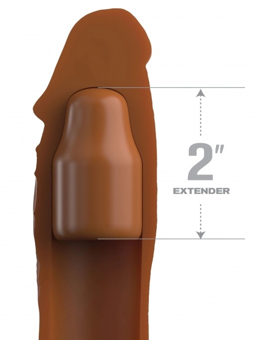 Коричневая насадка на член 2  Silicone X-tension - 20,3 см. - Pipedream - в Казани купить с доставкой