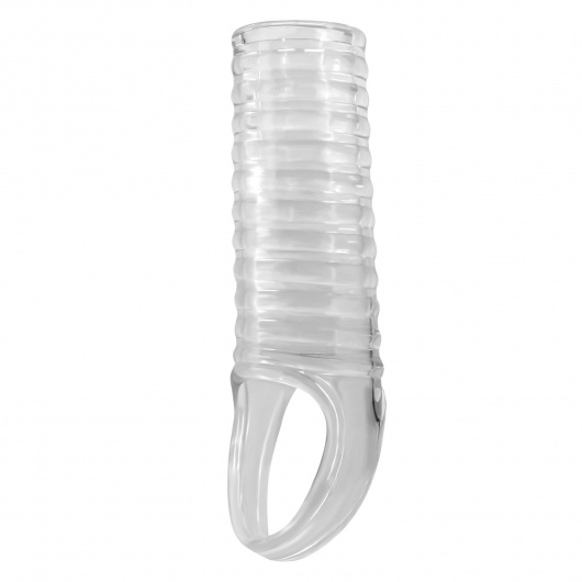 Прозрачная насадка на пенис с ребрышками и подхватом мошонки - Baile - в Казани купить с доставкой