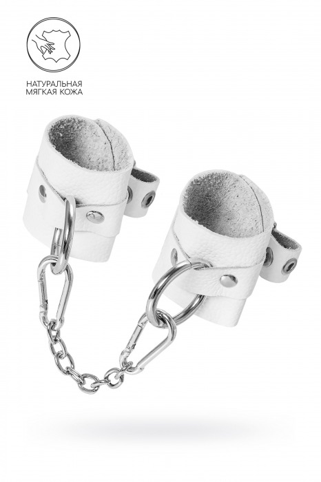 Белые мягкие кожаные наручники с люверсами - Pecado - купить с доставкой в Казани