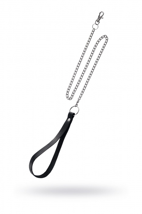 Поводок с ручкой из черной натуральной кожи и карабином для ошейника - Pecado - купить с доставкой в Казани