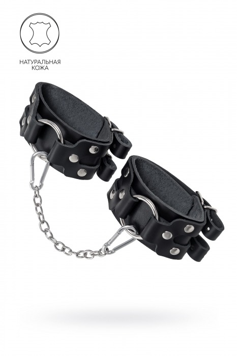 Черные кожаные оковы с двумя ремешками - Pecado - купить с доставкой в Казани
