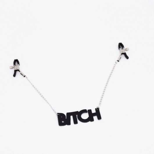 Зажимы на соски с кожаной подвеской Bitch - Crazy Handmade - купить с доставкой в Казани