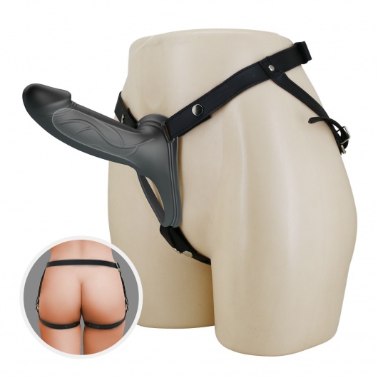 Черный полый мужской страпон London - 16,8 см. - Baile - купить с доставкой в Казани