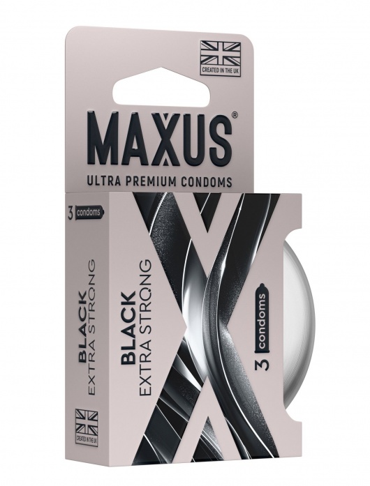 Черные утолщенные презервативы MAXUS Extra Strong с железным кейсом - 3 шт. - Maxus - купить с доставкой в Казани