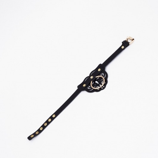 Черный чокер с клепками и золотистой фурнитурой - Crazy Handmade - купить с доставкой в Казани