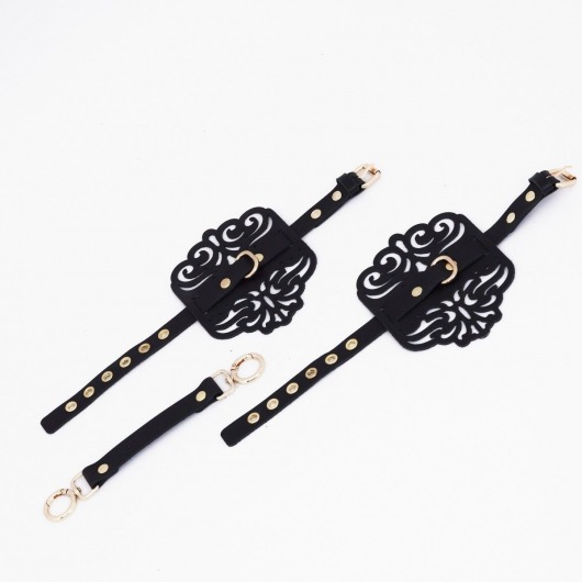 Черный фигурные оковы с золотистой фурнитурой - Crazy Handmade - купить с доставкой в Казани