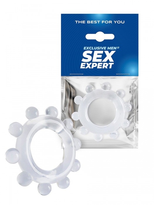 Прозрачное эрекционное кольцо со стимулирующими шариками - Sex Expert - в Казани купить с доставкой