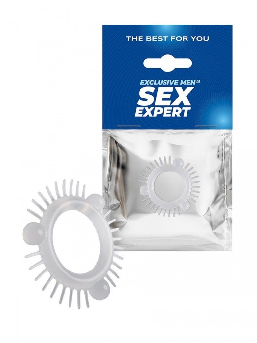 Эластичное эрекционное кольцо с 3 шариками и шипами - Sex Expert - в Казани купить с доставкой