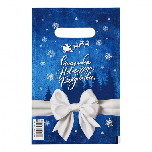 Сине-белый подарочный новогодний пакет с вырубной ручкой (20х30 см) - Сима-Ленд - купить с доставкой в Казани