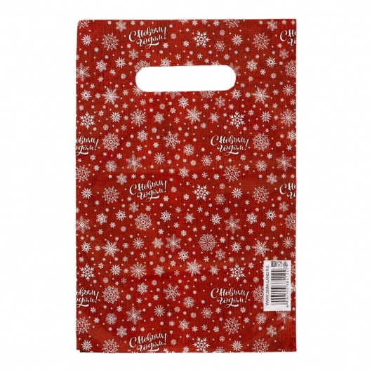 Красный подарочный новогодний пакет с вырубной ручкой (20х30 см) - Сима-Ленд - купить с доставкой в Казани