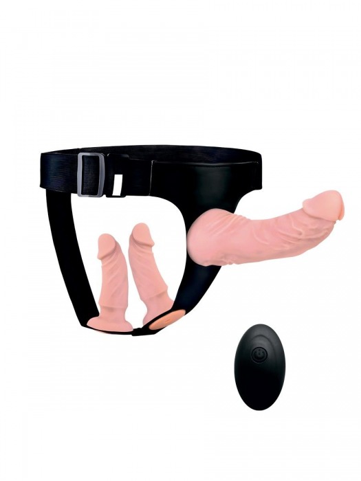 Женский страпон с 3 насадками и вибрацией - Erowoman-Eroman - купить с доставкой в Казани