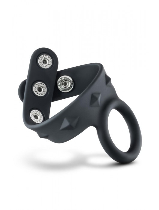 Черное эрекционное кольцо с подхватом мошонки на кнопках VS6 - Blush Novelties - в Казани купить с доставкой