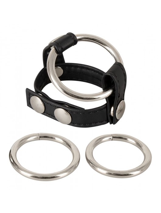 Подхват для мошонки с 3 съемными эрекционными кольцами Leder-Riemen - Orion - в Казани купить с доставкой