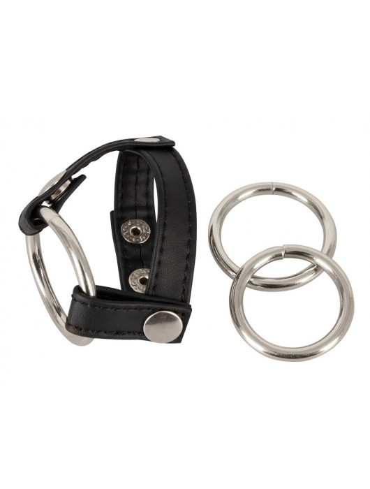 Подхват для мошонки с 3 съемными эрекционными кольцами Leder-Riemen - Orion - в Казани купить с доставкой