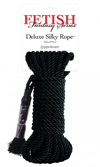 Черная веревка для фиксации Deluxe Silky Rope - 9,75 м. - Pipedream - купить с доставкой в Казани