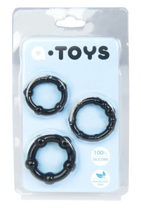 Набор из 3 чёрных эрекционных колец A-toys - A-toys - в Казани купить с доставкой