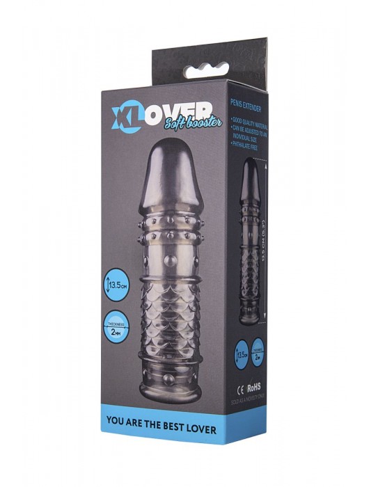 Дымчатая закрытая насадка ToyFa XLover с чешуйками и пупырышками - 13,5 см. - ToyFa - в Казани купить с доставкой