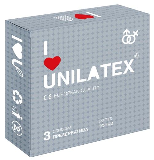 Презервативы с точками Unilatex Dotted - 3 шт. - Unilatex - купить с доставкой в Казани