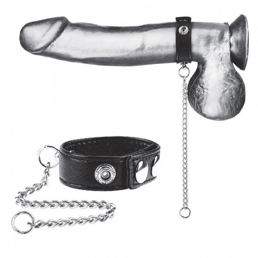 Утяжка на пенис с поводком Snap Cock Ring With 12  Leash - BlueLine - купить с доставкой в Казани