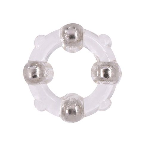 Эрекционное кольцо с 4 бусинами MENZSTUFF STUD RING CLEAR - Dream Toys - в Казани купить с доставкой