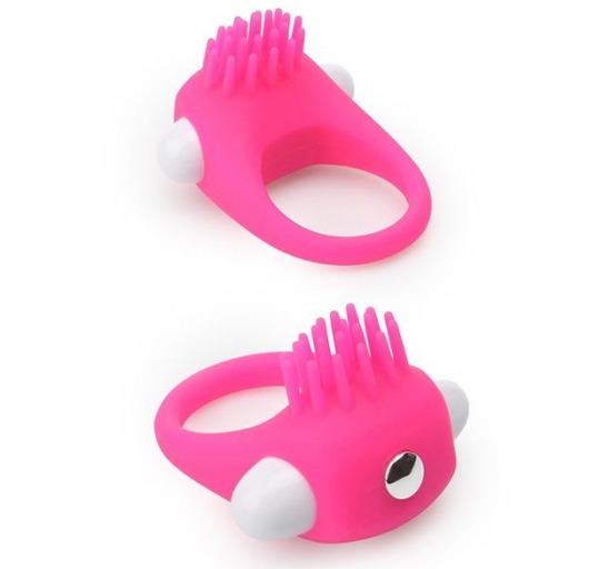 Розовое эрекционное кольцо с щеточкой LIT-UP SILICONE STIMU RING 5 - Dream Toys - в Казани купить с доставкой