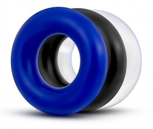 Набор из 3 разноцветных колец Stay Hard Donut Rings - Blush Novelties - в Казани купить с доставкой