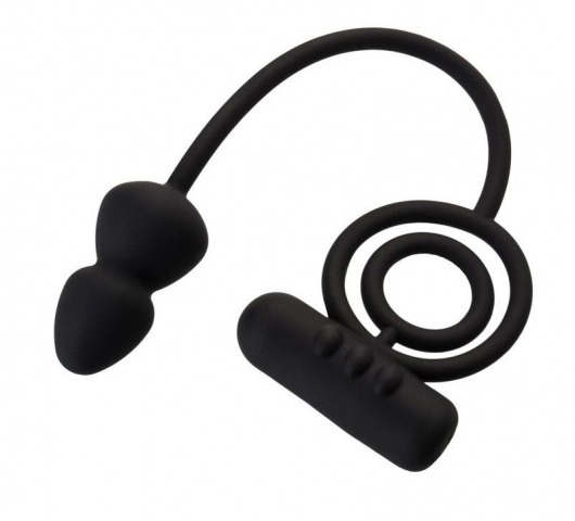 Чёрное эрекционное кольцо с вибропулькой и анальным хвостом - Erotist Adult Toys - в Казани купить с доставкой