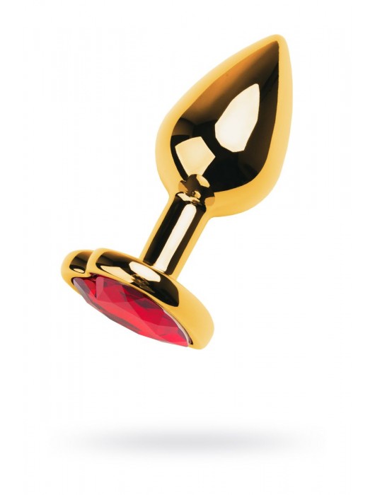 Золотистая анальная пробка с кристаллом-сердцем - 7,5 см. - ToyFa - купить с доставкой в Казани