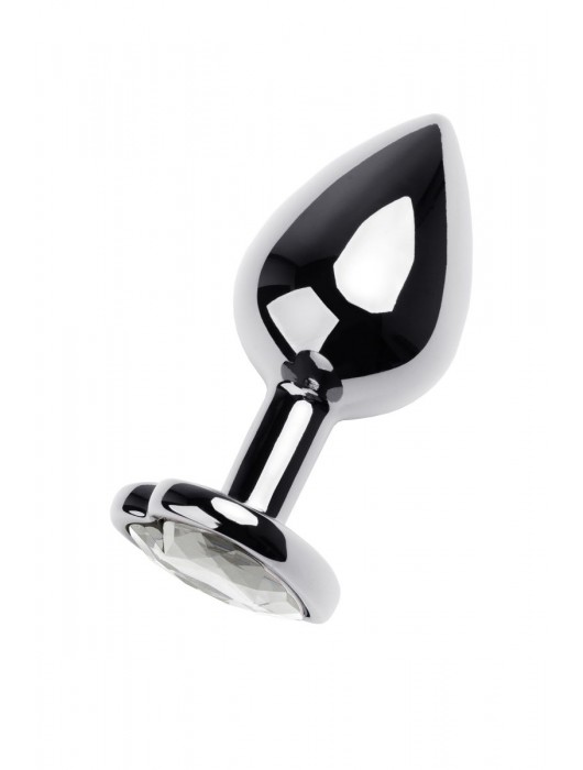 Серебристая анальная пробка с прозрачным кристаллом-сердцем - 8 см. - ToyFa - купить с доставкой в Казани