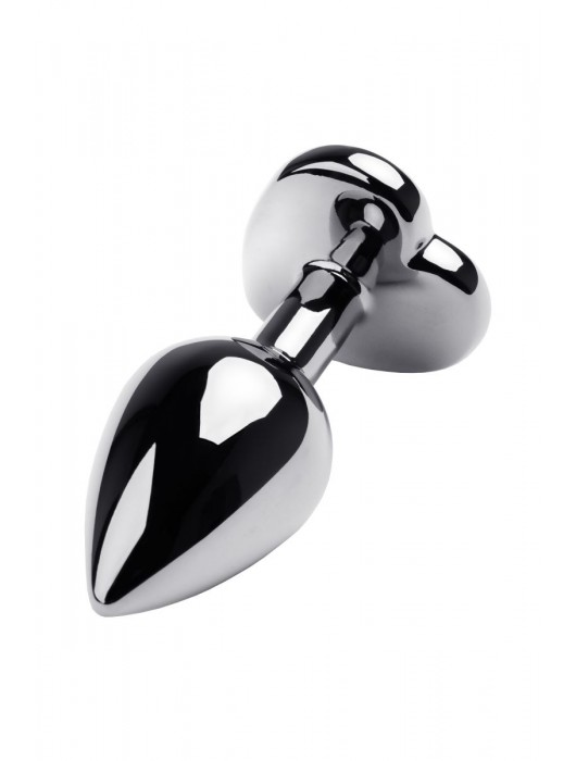 Серебристая анальная пробка с прозрачным кристаллом-сердцем - 8 см. - ToyFa - купить с доставкой в Казани