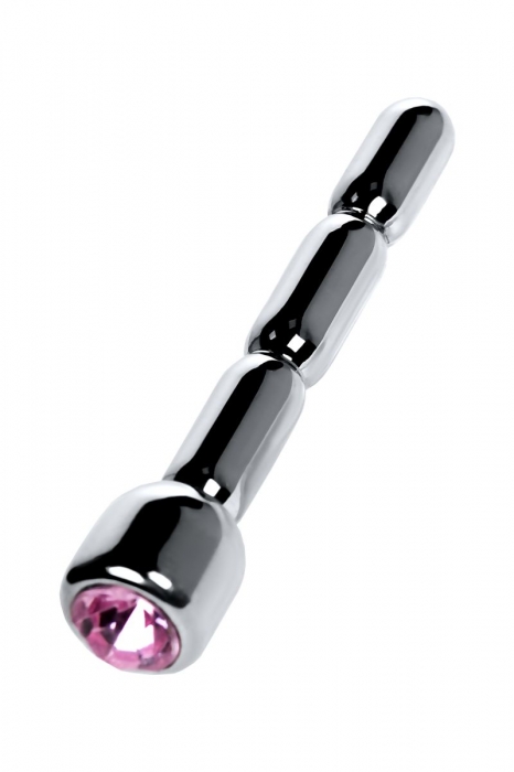 Серебристый уретральный плаг со стразом - 7 см. - ToyFa - купить с доставкой в Казани