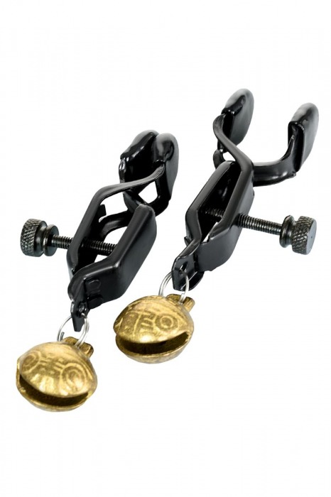 Черно-золотистые зажимы для сосков TOYFA Theatre - ToyFa - купить с доставкой в Казани