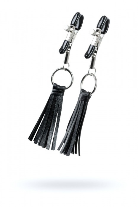 Черно-серебристые зажимы для сосков Theatre с кисточками - ToyFa - купить с доставкой в Казани