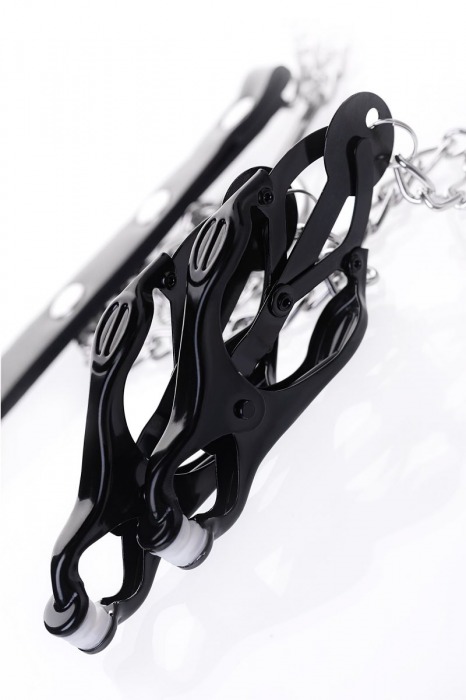 Черно-серебристые зажимы для сосков с кольцом для пениса TOYFA Metal - ToyFa - купить с доставкой в Казани