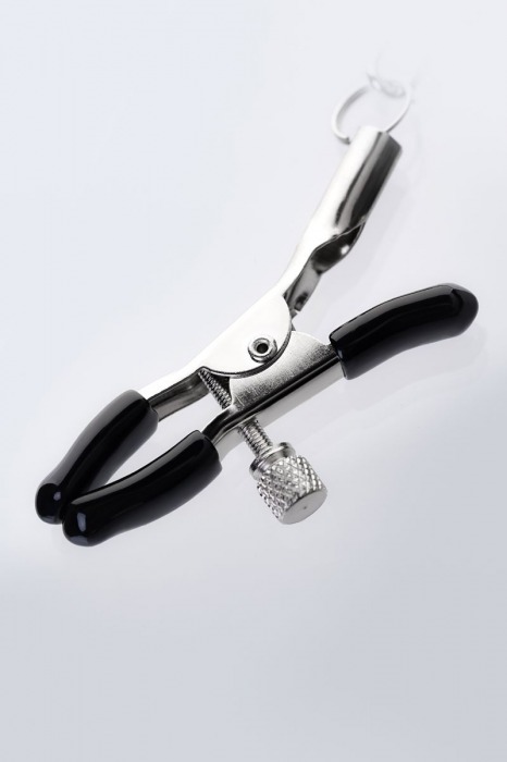 Серебристо-чёрные зажимы для сосков с кольцом для пениса TOYFA Metal - ToyFa - купить с доставкой в Казани